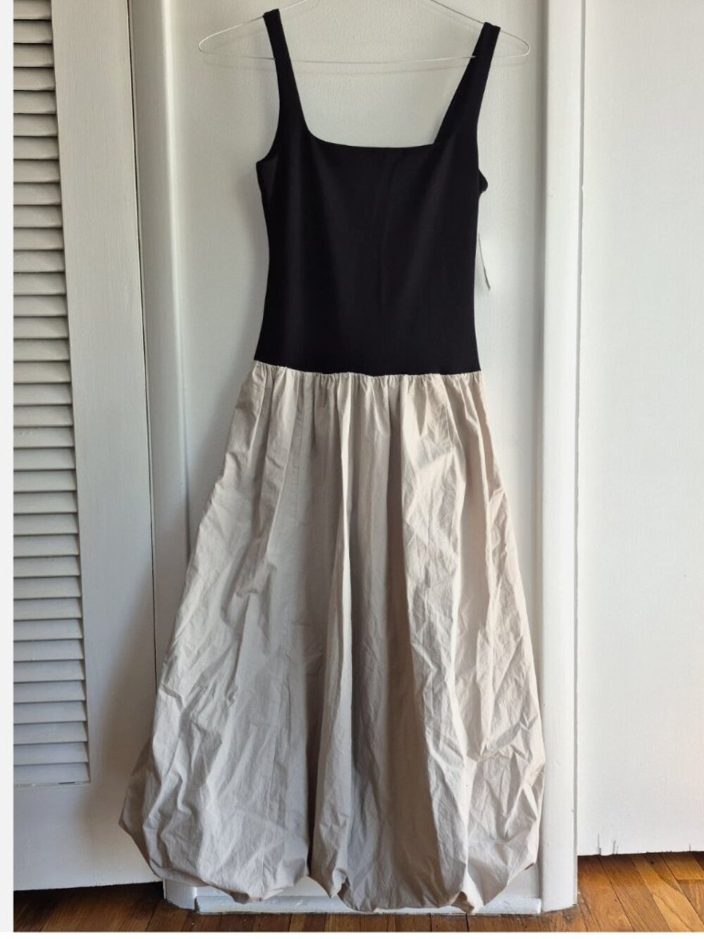 NWT Abercrombie & Fitch Mixed Fabric Bubble Hem Maxi Dress Ballet Women M